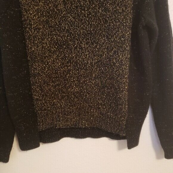 H&M Women's Small Gold and Black Sparkly Long Sleeve Sweater - Picture 5 of 5